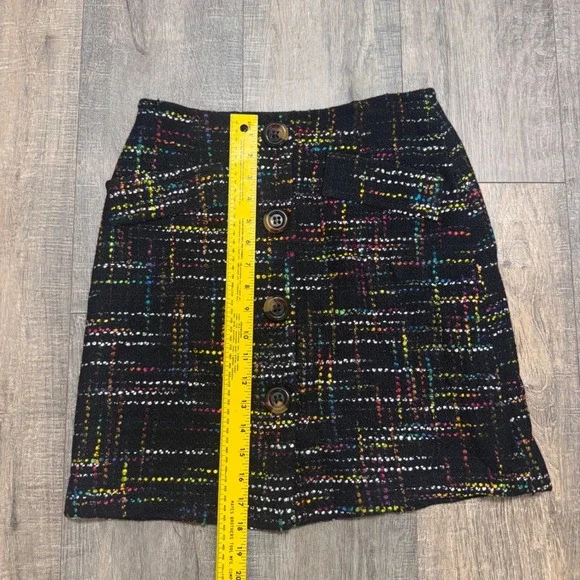 Trina Turk Womens Black Rainbow Confetti Tweed Wool Blend Mini Skirt Size 6 - Picture 5 of 5